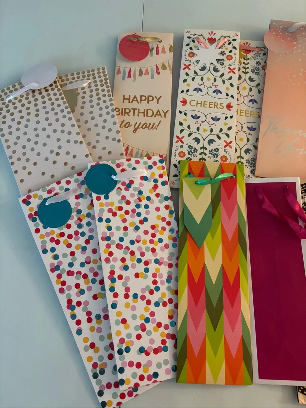 Assorted Colorful Wine Gift Bags - Multi-Color Party Gift Bag Set